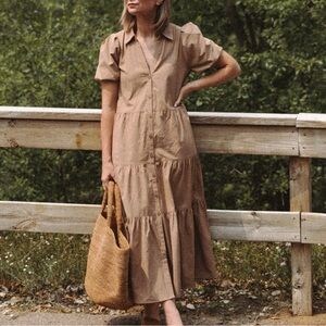 Brochu Walker Havana Tan Button-Down Tiered Dress